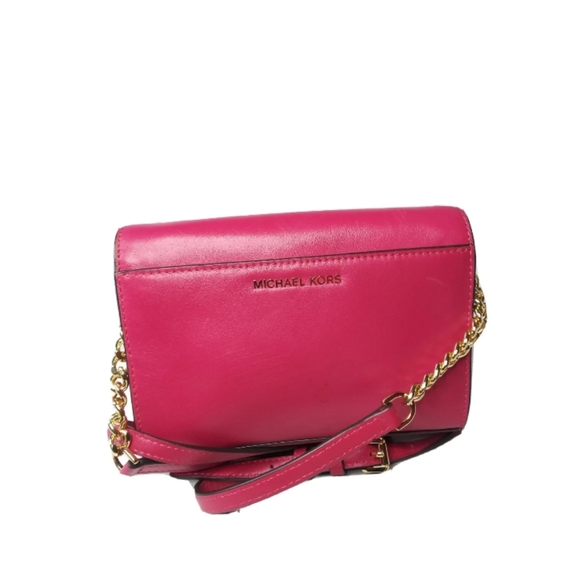Michael Kors RUBY Ultra Pink Leather Clutch Purse Small Crossbody Bag - Picture 6 of 11